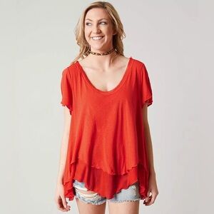 Free People Red Oversized Cookie Top